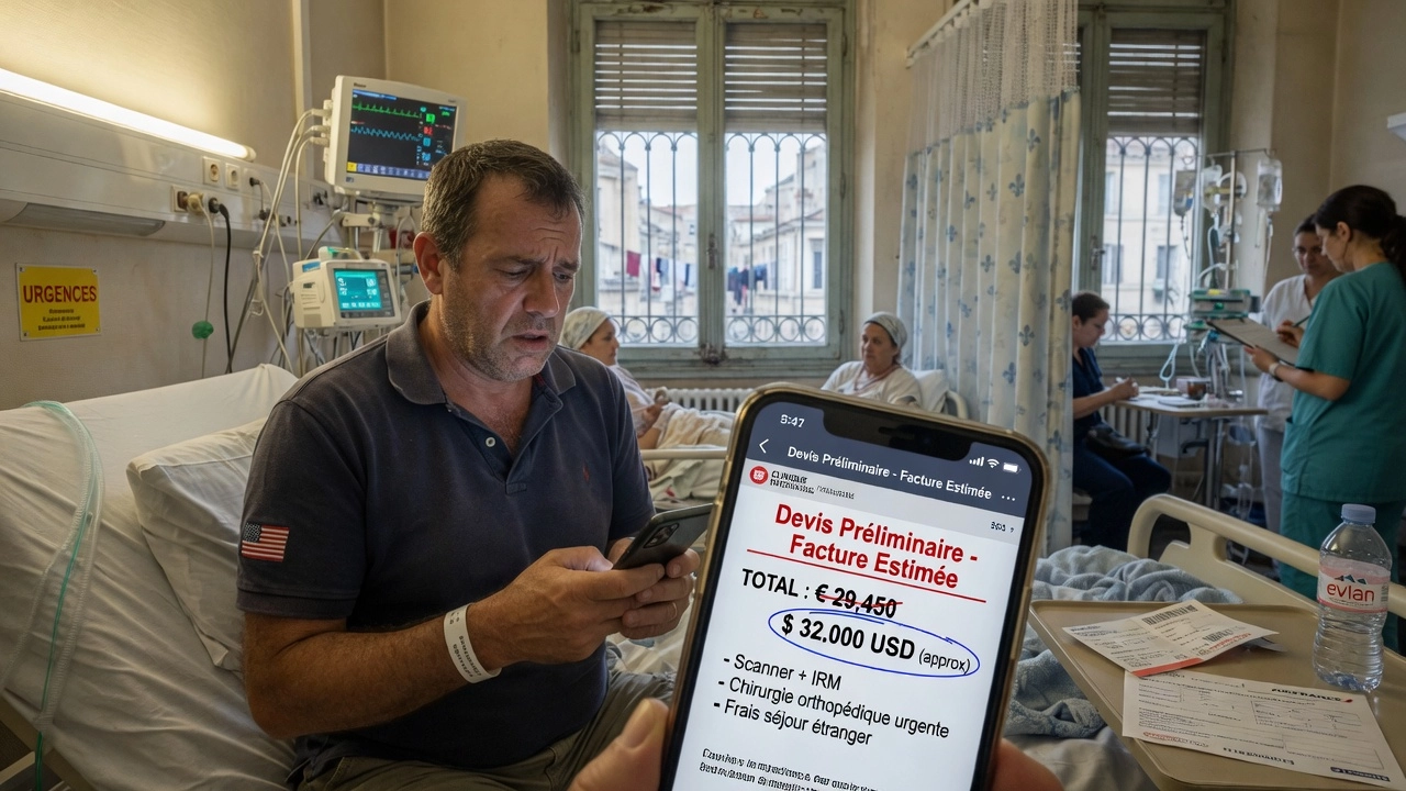 American traveler reviewing medical bill estimate in a foreign hospital — what happens when you skip travel insurance